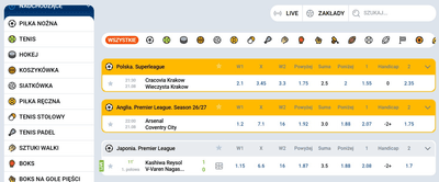 Zakłady live w Mostbet